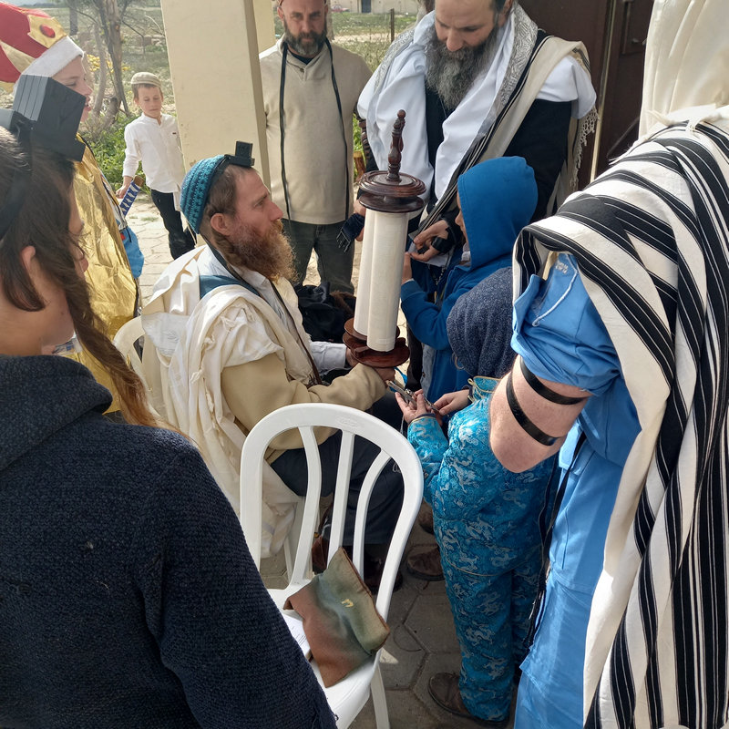 קריאת מגילת אסתר בבית הכנסת שלום על ישראל ביריחו